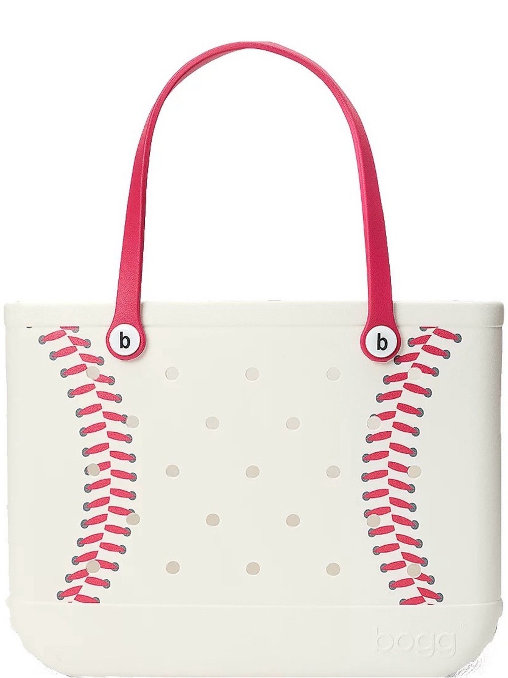 BOGG BAG White Tote with Pink Handles